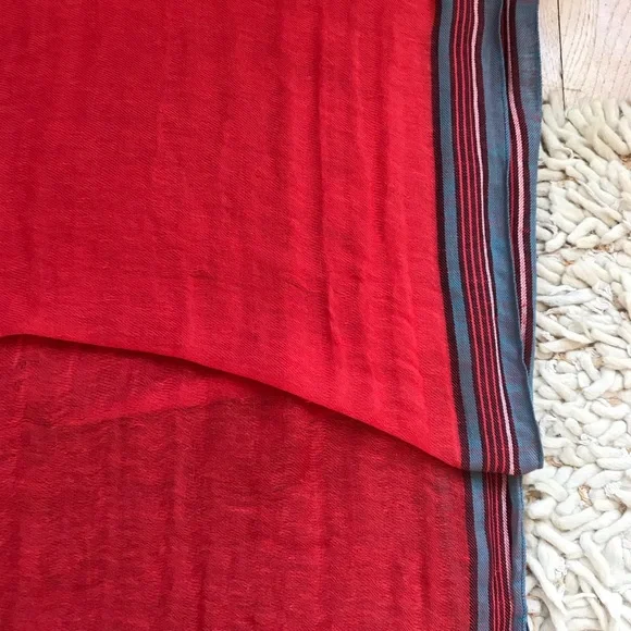 Long Red Striped Scarf - Picture 3 of 5